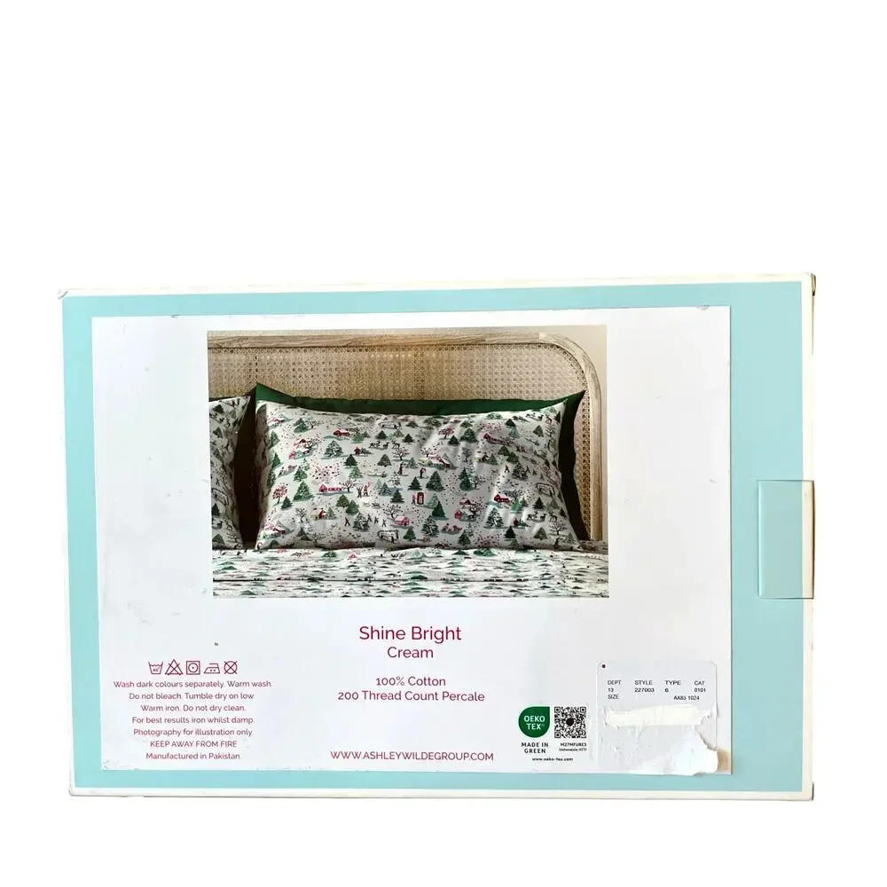 Cath Kidston London Shine Bright Christmas Holiday Standard Pillowcase Set NEW